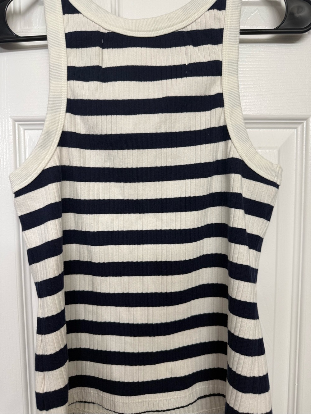 MOTHER Ribbed Striped Tank Top - White & Navy - Picture 2 of 5